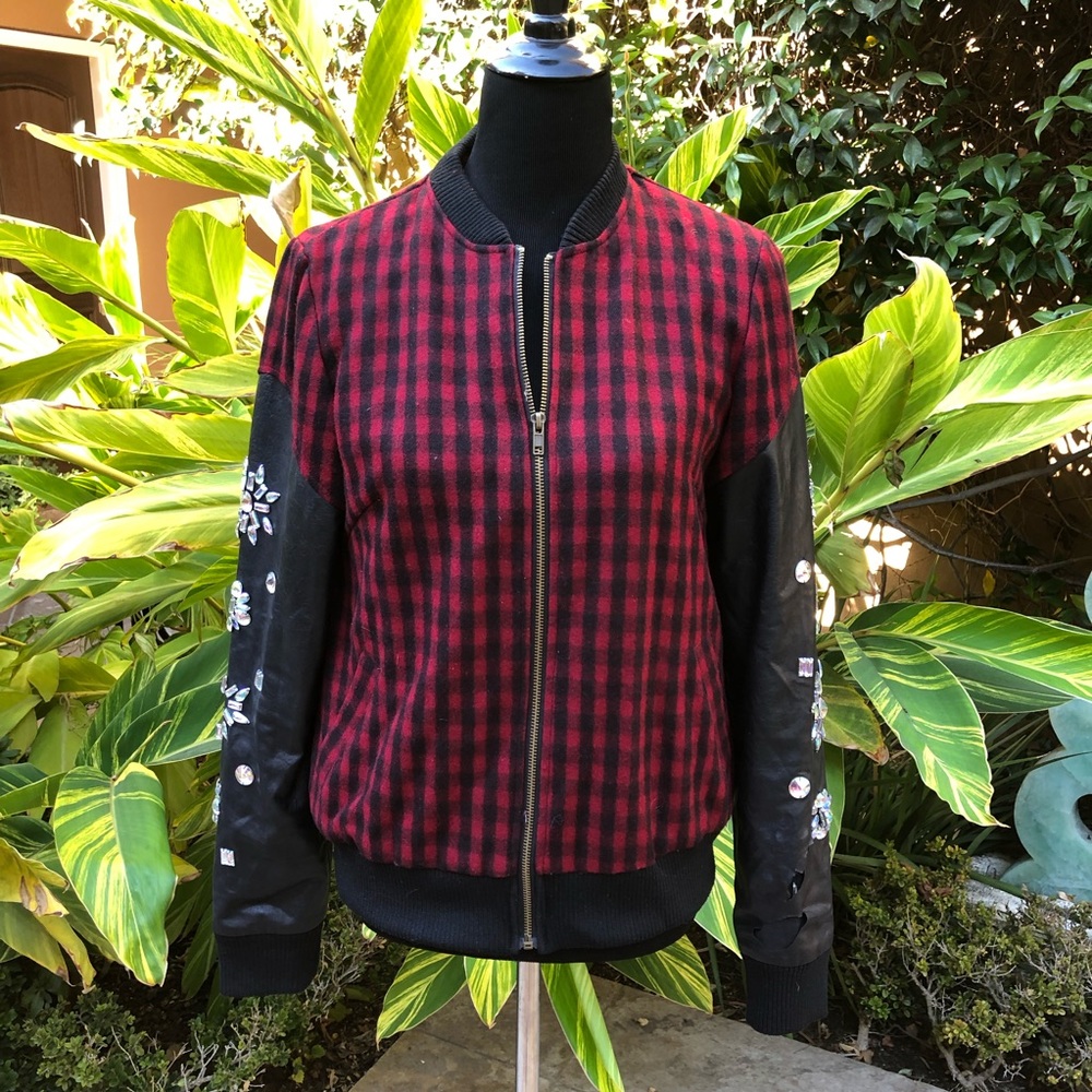 Wool and leather bomber